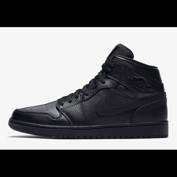 Nike Air Jordan 1 Mid Triple Black 554724-091 Men's Sizes - Picture 2 of 8